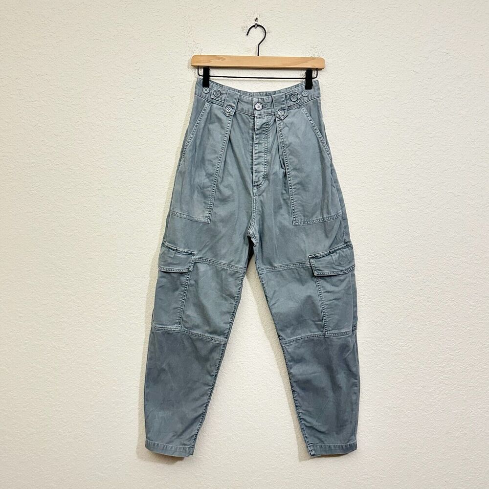 AGOLDE Mila Utility Jeans Gray Denim Cargo Tapered High Rise Cotton